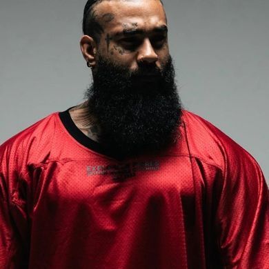 Explosive Fibres Ltd "XXXL INC " Airtex V neck Shirt (Ruby Red) спортивна чоловіча футболка для бодібілдингу. F-1483 фото