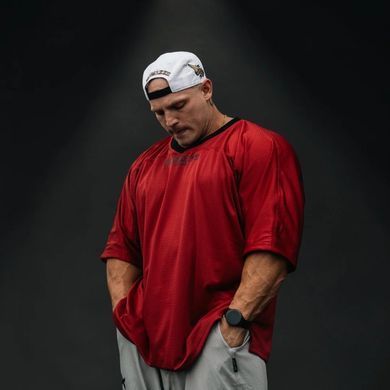 Explosive Fibres Ltd "XXXL INC " Airtex V neck Shirt (Ruby Red) спортивна чоловіча футболка для бодібілдингу. F-1483 фото