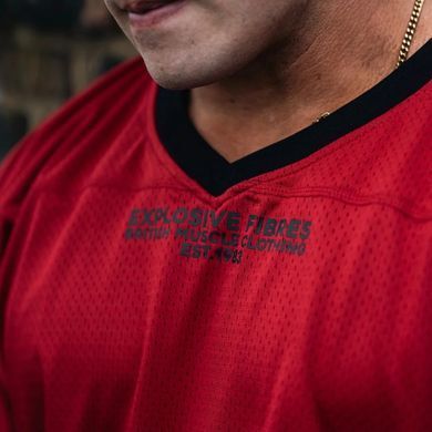 Explosive Fibres Ltd "XXXL INC " Airtex V neck Shirt (Ruby Red) спортивна чоловіча футболка для бодібілдингу. F-1483 фото
