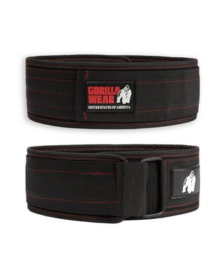 Спортивный унисекс пояс 4 Inch Nylon Belt (Black/Red) Gorilla Wear Pt-937 фото
