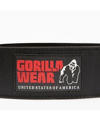 Gorilla Wear 4 Inch Padded Leather Lifting Belt (Black/Red) спортивний чоловічий ремінь для бодібілдингу PLB-1337 фото