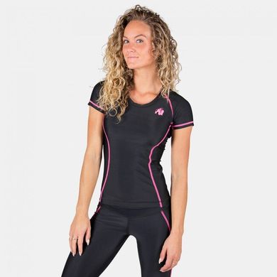 Спортивна жіноча футболка Carlin Compression (Black/Pink) Gorilla Wear FC-578 фото