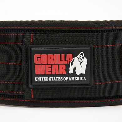 Спортивный унисекс пояс 4 Inch Nylon Belt (Black/Red) Gorilla Wear Pt-937 фото