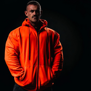 Explosive Fibres "Bodybuilder" 400gsm 100% Cotton Zip Hoodie (Dark Orange) спортивна чоловіча худі для бодібілдингу. ZH-1553 фото