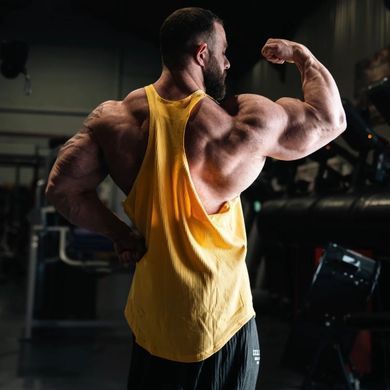 XXXL Explosivefibres OG Cotton Rib Stringer Vest (Yellow) спортивна чоловіча майка для бодібілдингу. M-1459 фото