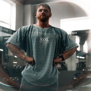 Explosive Fibres Ltd "Classic XXXL Logo" Vintage Wash Loop stitched Rag Top Pool Blue (Limited Edition) спортивна чоловіча футболка для бодібілдингу. F-1469 фото