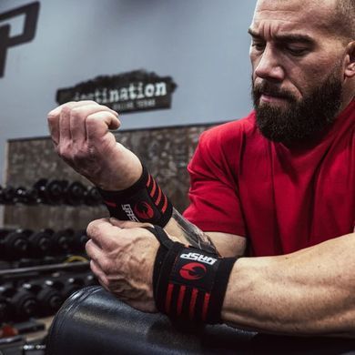 GASP wrist wraps (Black/Red) спортивні кистьові бинти для бодібілдингу. WrW-1485 фото