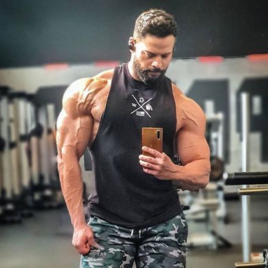 Gorilla Wear Cisco Drop Tank (Black/White) спортивна чоловіча безрукавка для бодібілдингу M-414 фото