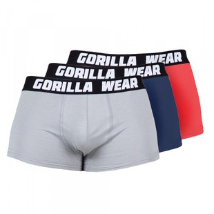 Спортивные мужские трусы  Boxershorts 3-Pack (Gray/Navy/Red) Gorilla Wear BSh-888 фото