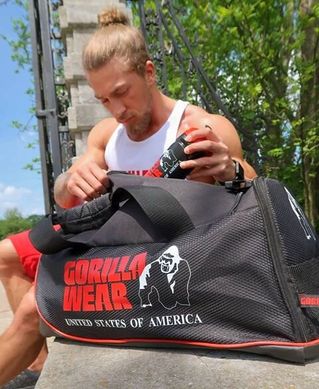 Спортивна чоловіча сумка Jerome Gym Bag (Black/Red) Gorilla Wear  SsP-427 фото