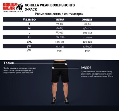 Спортивные мужские трусы  Boxershorts 3-Pack (Gray/Navy/Red) Gorilla Wear BSh-888 фото