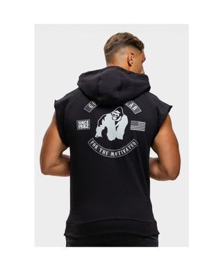 Gorilla Wear Huntley Sleeveless Hoodie (Black) мужская спортивная безрукавка для бодибилдинга. SL-1388 фото
